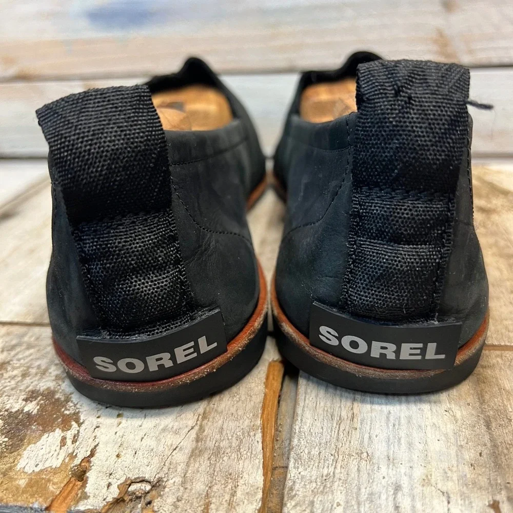 Sorel Black‎ Leather Ella Slip On Flats Minimalist Comfort 10.5 NL3211-010